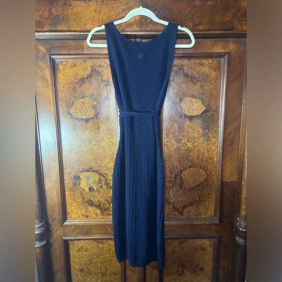 EUC Patou- Wrap Front Cable Knit Dress in Navy Blue. Size S - Picture 4 of 8